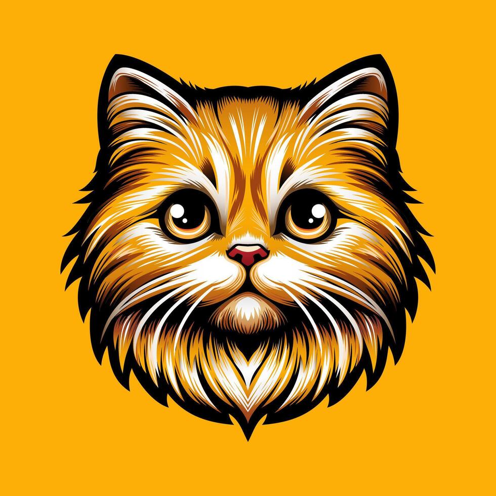 Yellow Cat Portrait Illustration vector