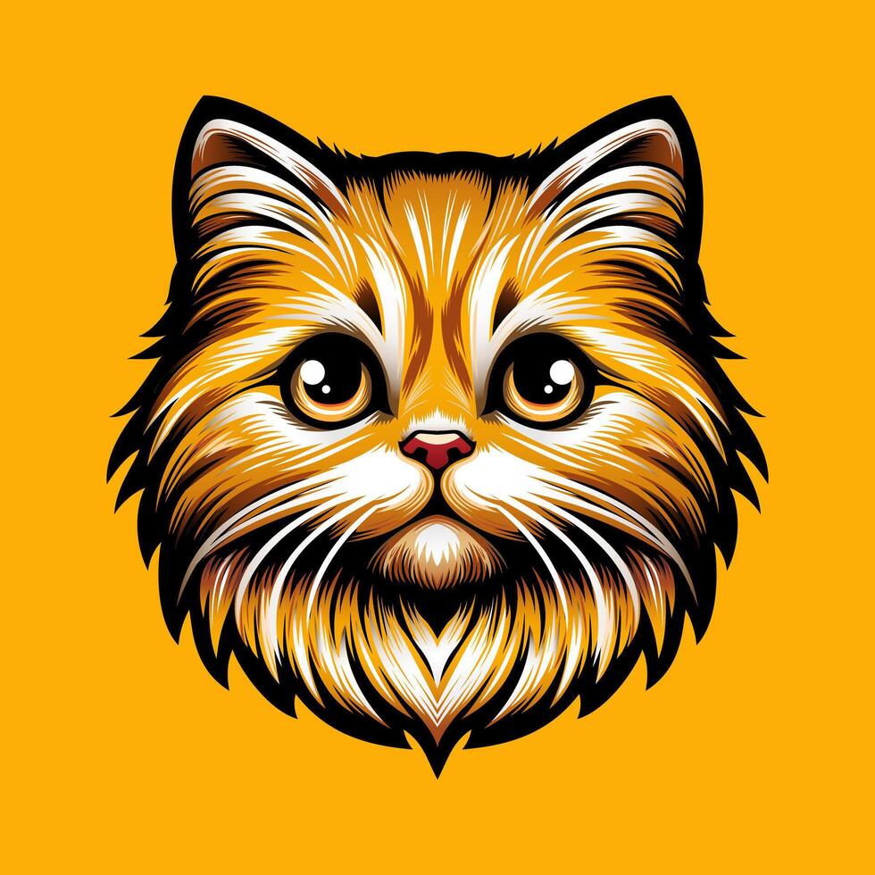 Yellow Cat Portrait Illustration vector