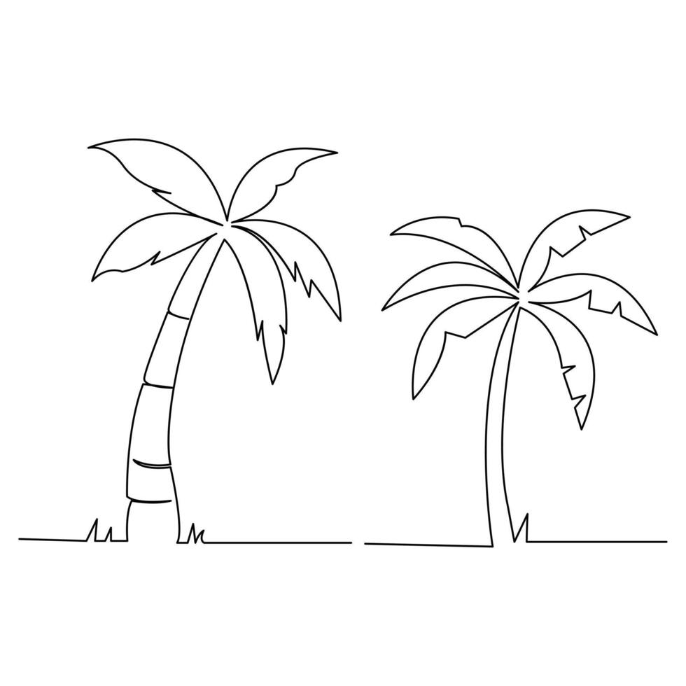 palm tree One line continuous line art illustration design vector