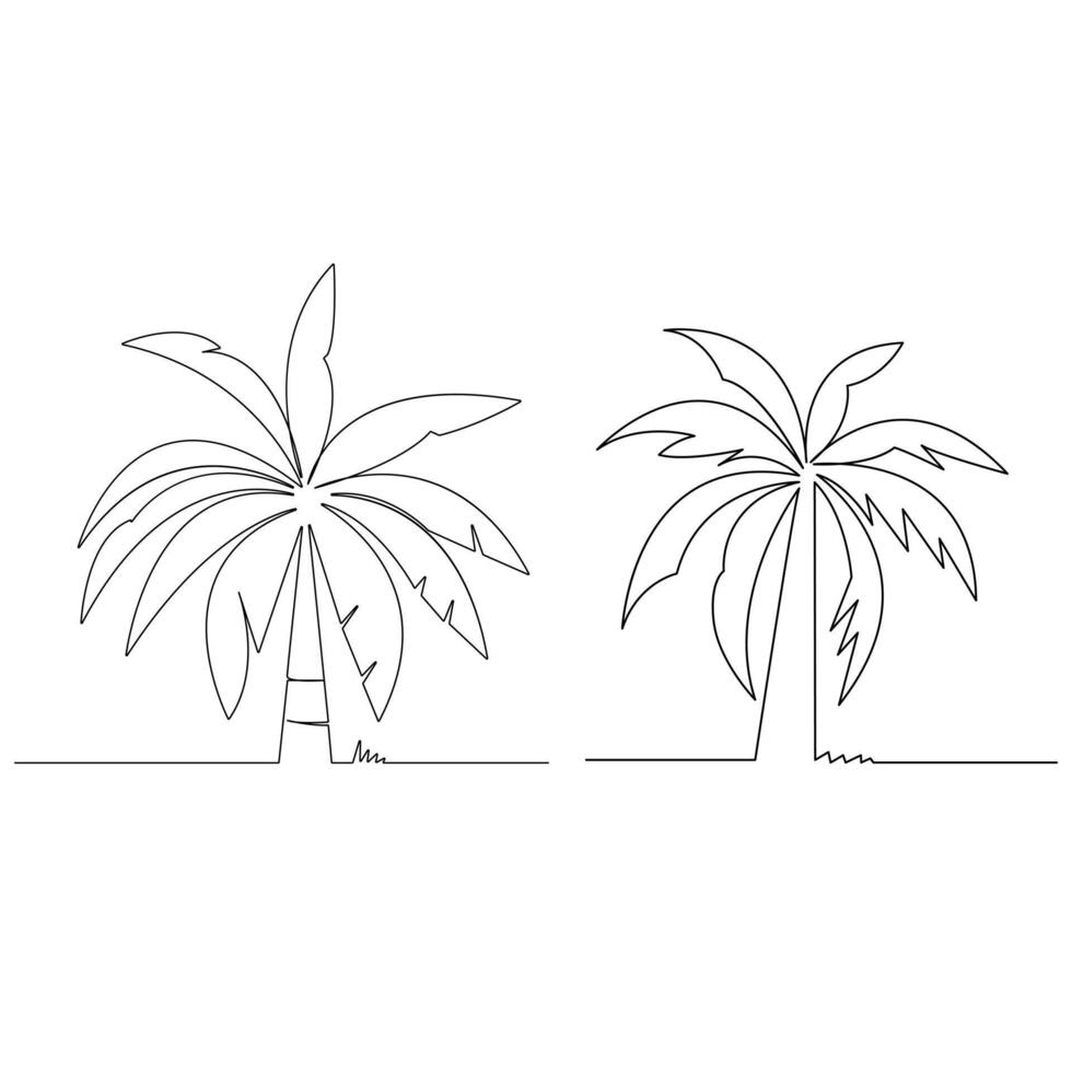 palm tree One line continuous line art illustration design vector