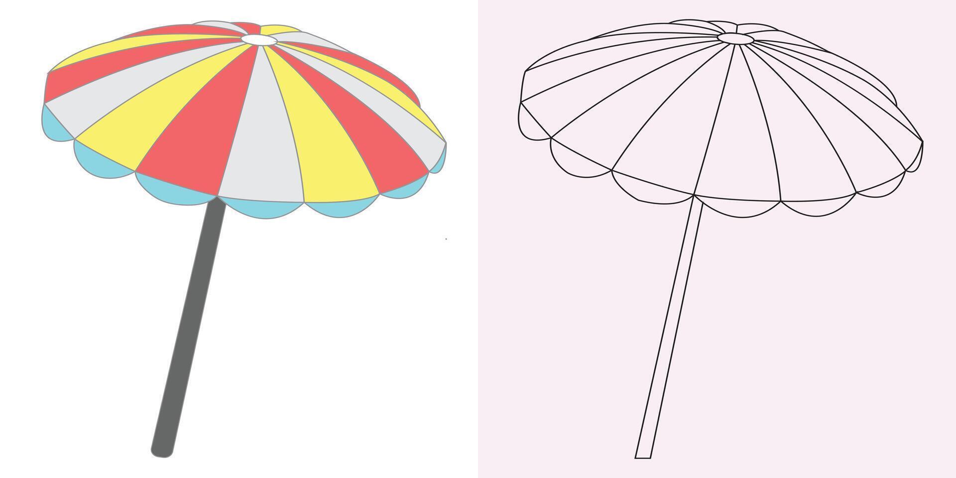 Open Umbrella illustration and line art vector