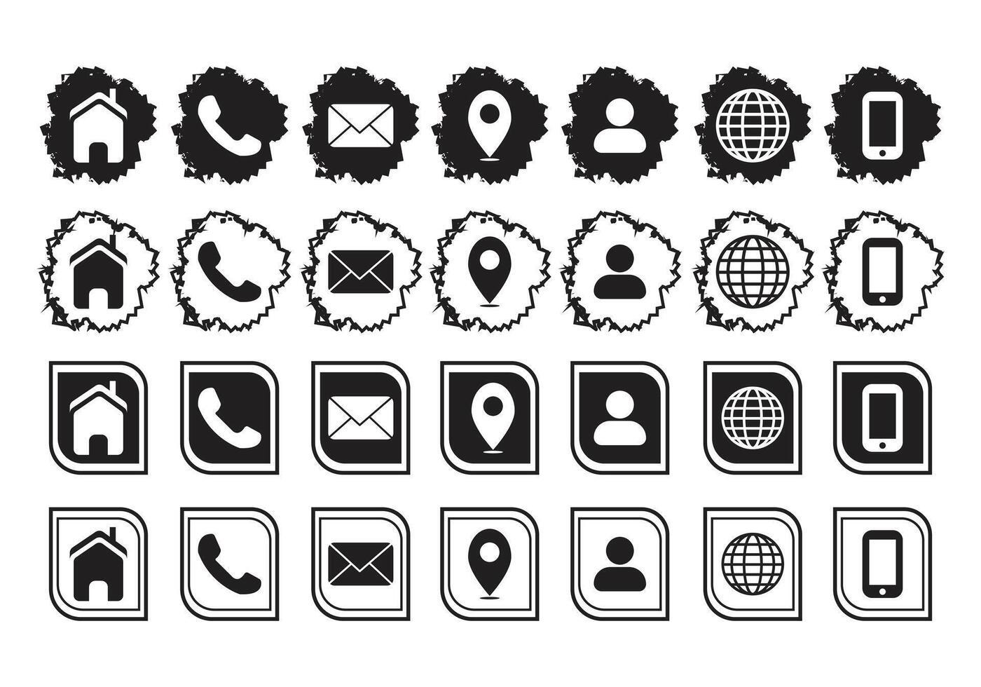 Contact related icon set, Essential Flat Stroke Circular Web Icon Set Phone Contact Location Button, Web icon, contact us icon, address, location, email, phone. Contact information symbols collection. vector