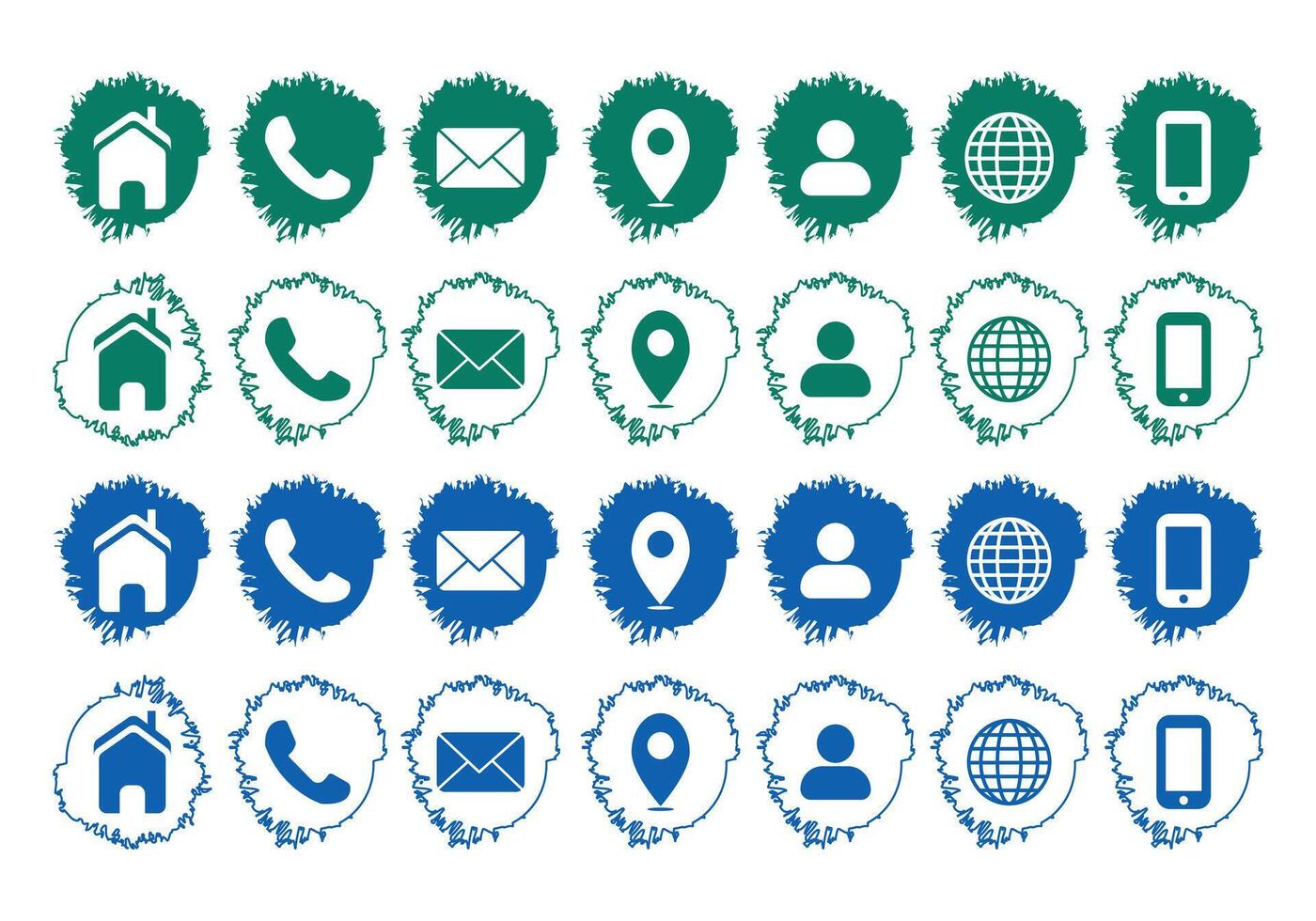 Contact related icon set, Essential Flat Stroke Circular Web Icon Set Phone Contact Location Button, Web icon, contact us icon, address, location, email, phone. Contact information symbols collection. vector