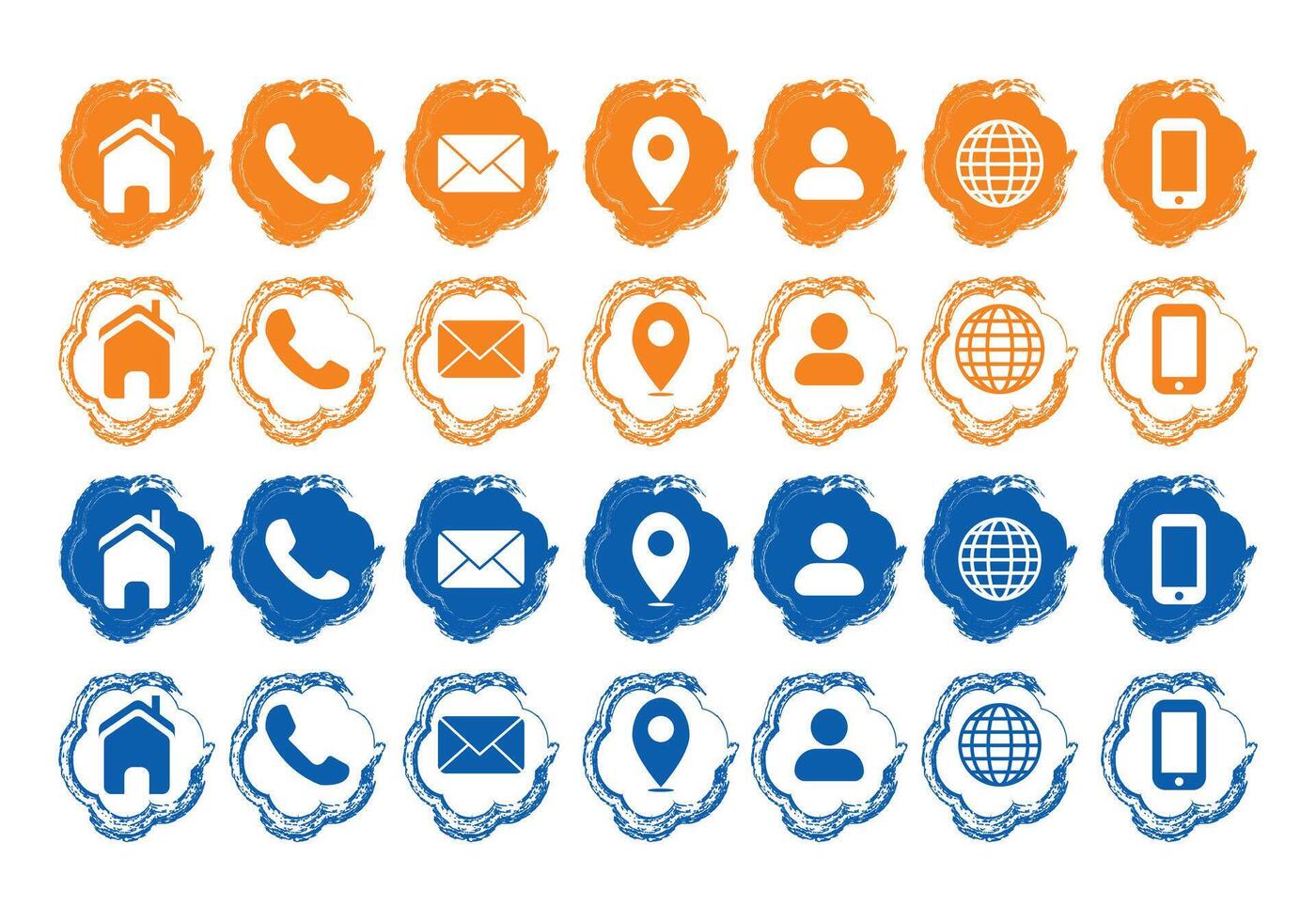 Contact related icon set, Essential Flat Stroke Circular Web Icon Set Phone Contact Location Button, Web icon, contact us icon, address, location, email, phone. Contact information symbols collection. vector