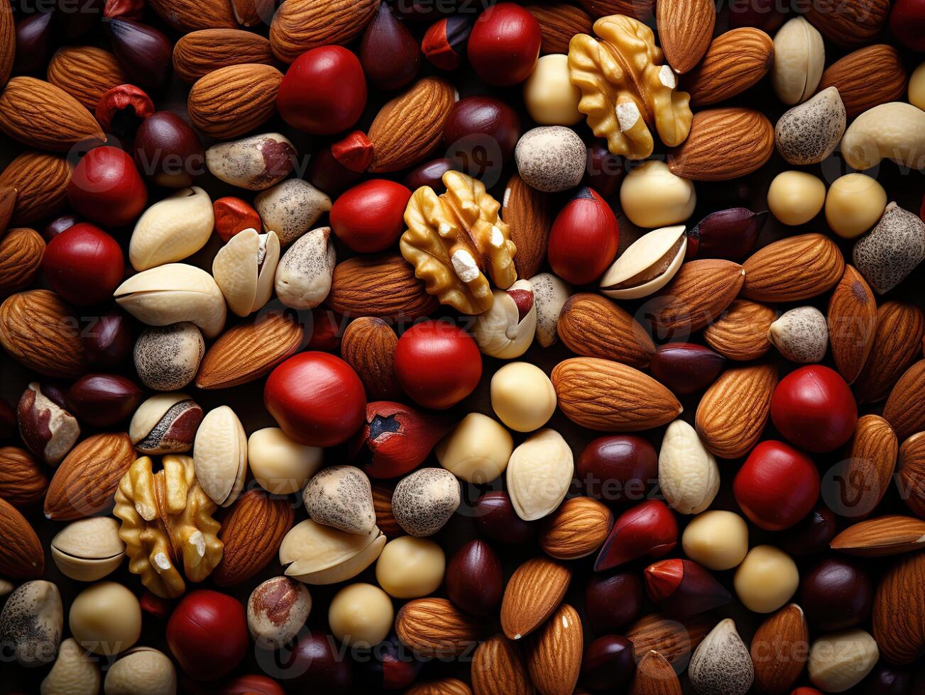 AI generated assorted nuts in a plate texture Generative AI photo