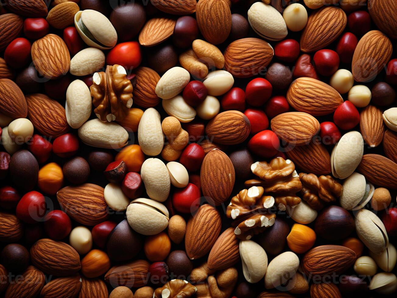 AI generated assorted nuts in a plate texture Generative AI photo