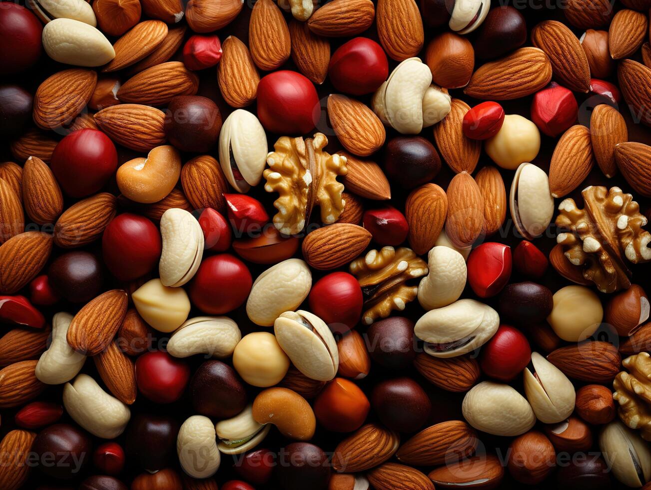 AI generated assorted nuts in a plate texture Generative AI photo