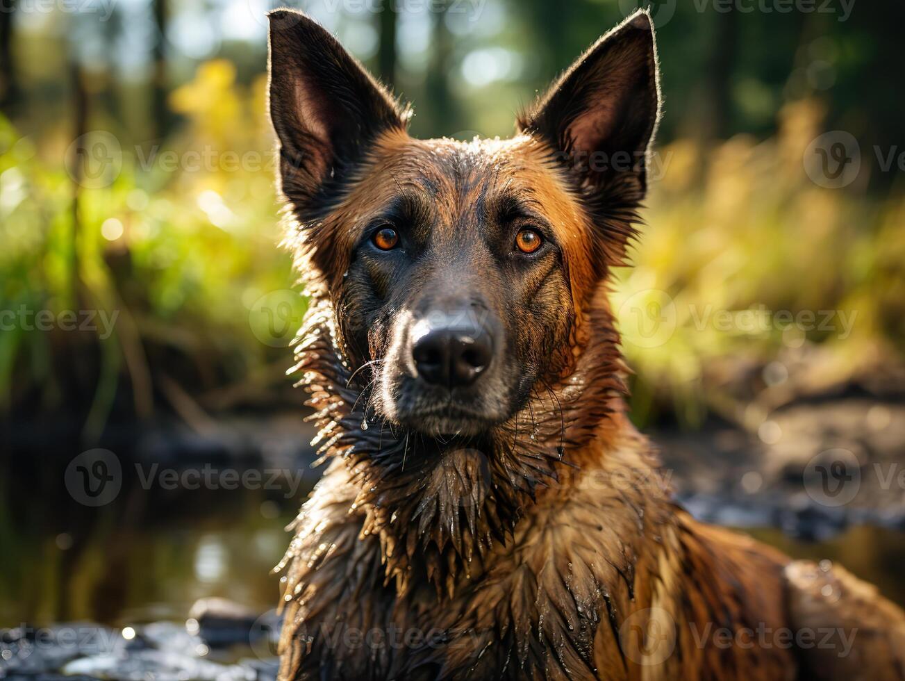 AI generated portrait of belgian shepherd malinois detailed photo Generative AI