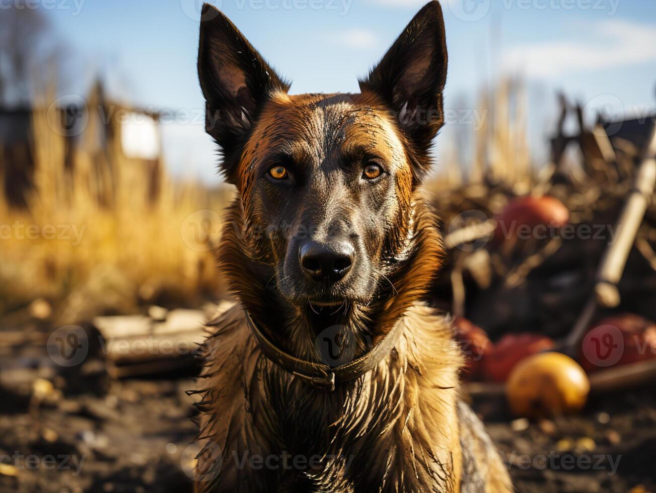 AI generated portrait of belgian shepherd malinois detailed photo Generative AI