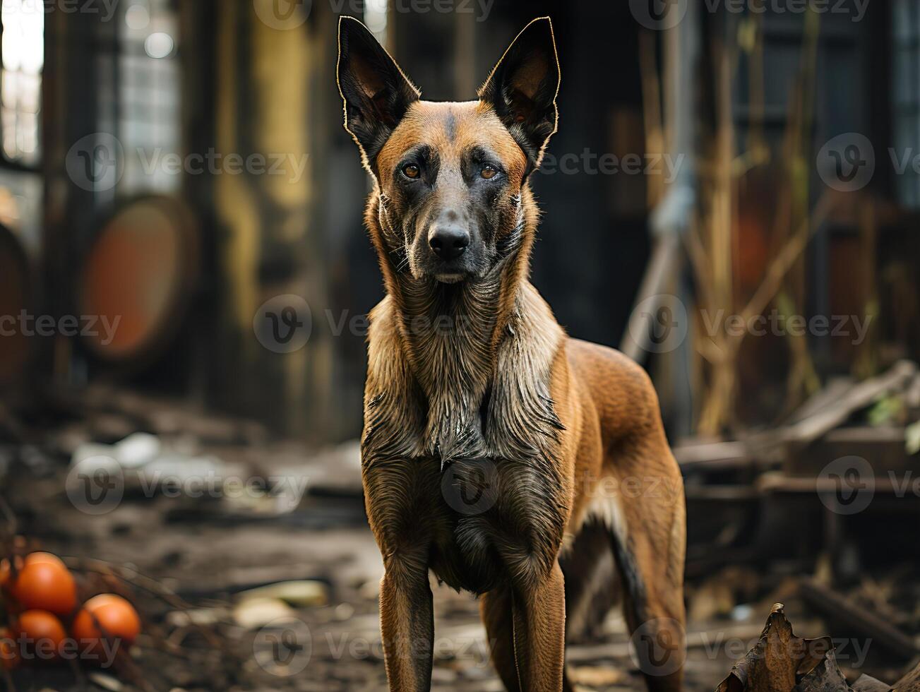 AI generated portrait of belgian shepherd malinois detailed photo Generative AI