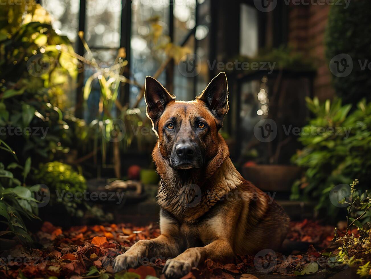 AI generated portrait of belgian shepherd malinois detailed photo Generative AI