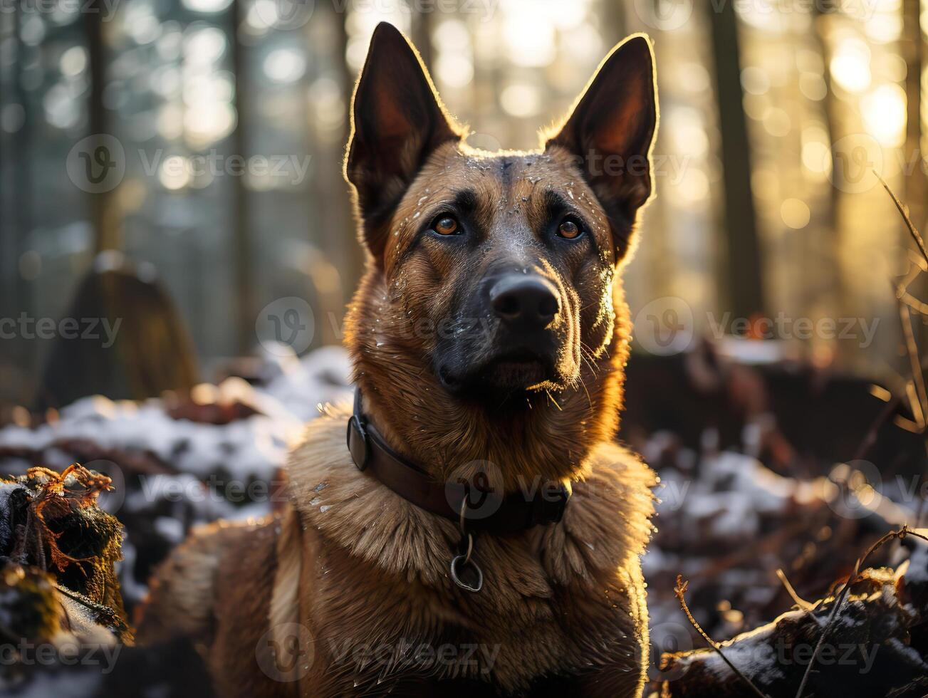 AI generated portrait of belgian shepherd malinois detailed photo Generative AI