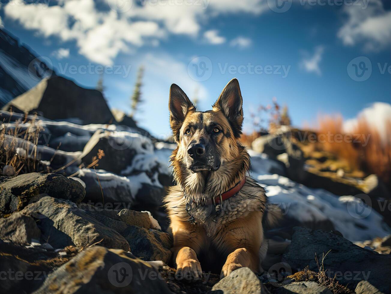 AI generated german shepherd on a blurred background Generative AI photo