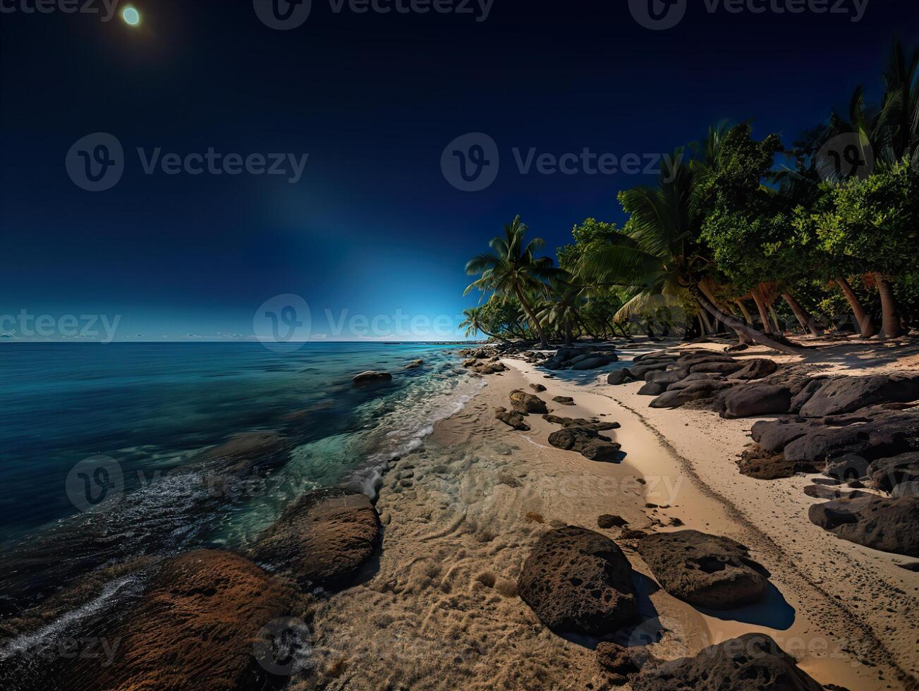 AI generated tree by the ocean Generative AI photo