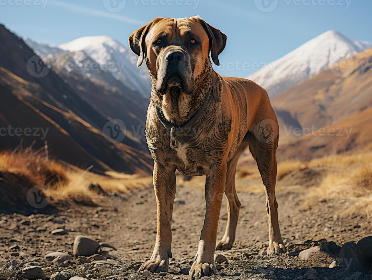 AI generated mastiff dog on blurred background Generative AI photo