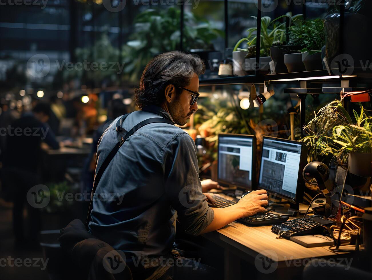 AI generated man working in the office Generative AI photo