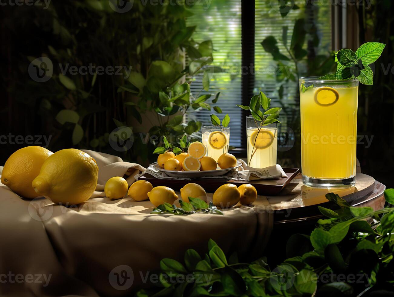 AI generated fresh lemon cocktail Generative AI photo