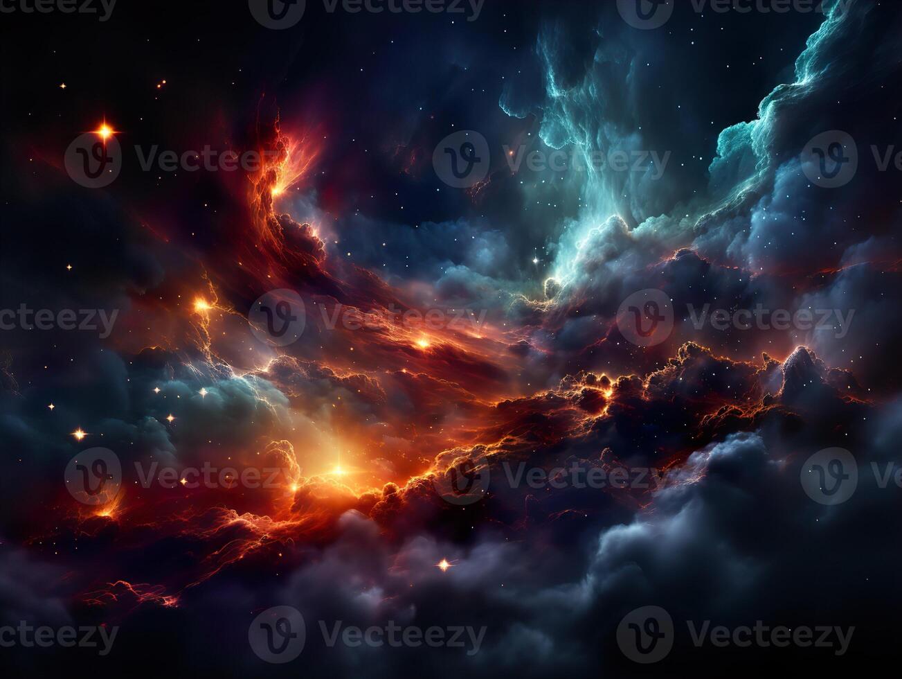 AI generated bright space nebula Generative AI photo