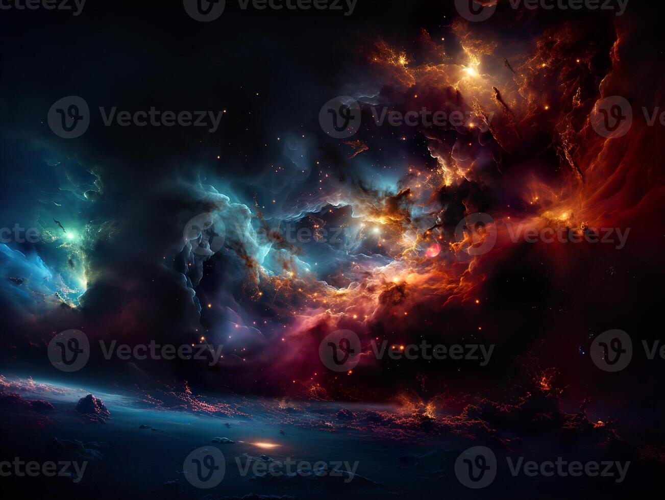 AI generated bright space nebula Generative AI photo