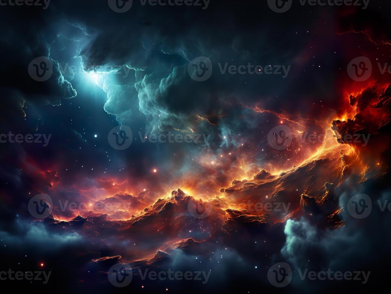 AI generated bright space nebula Generative AI photo