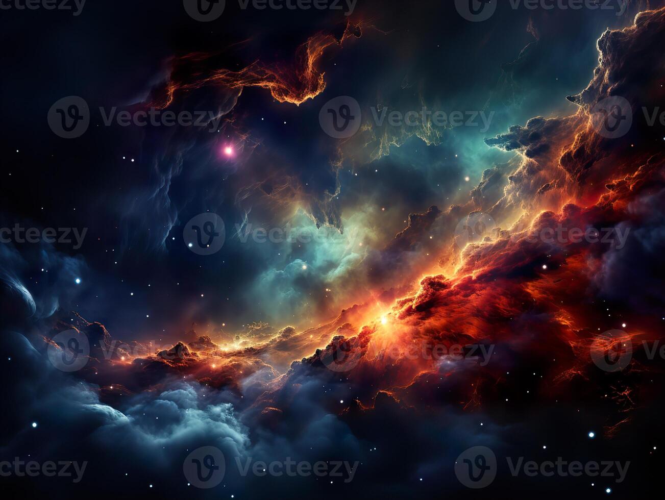 AI generated bright space nebula Generative AI photo