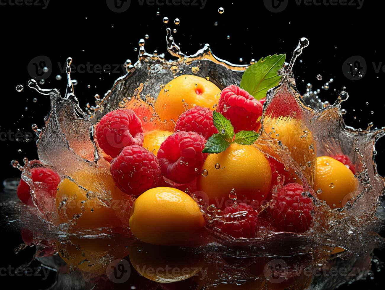 AI generated refreshing splash of fruit and citrus Generative AI photo