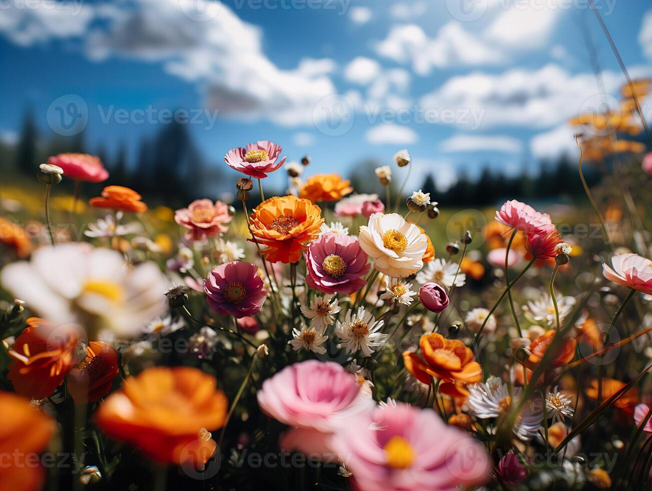 ai generado primavera flores en borroso antecedentes generativo ai foto