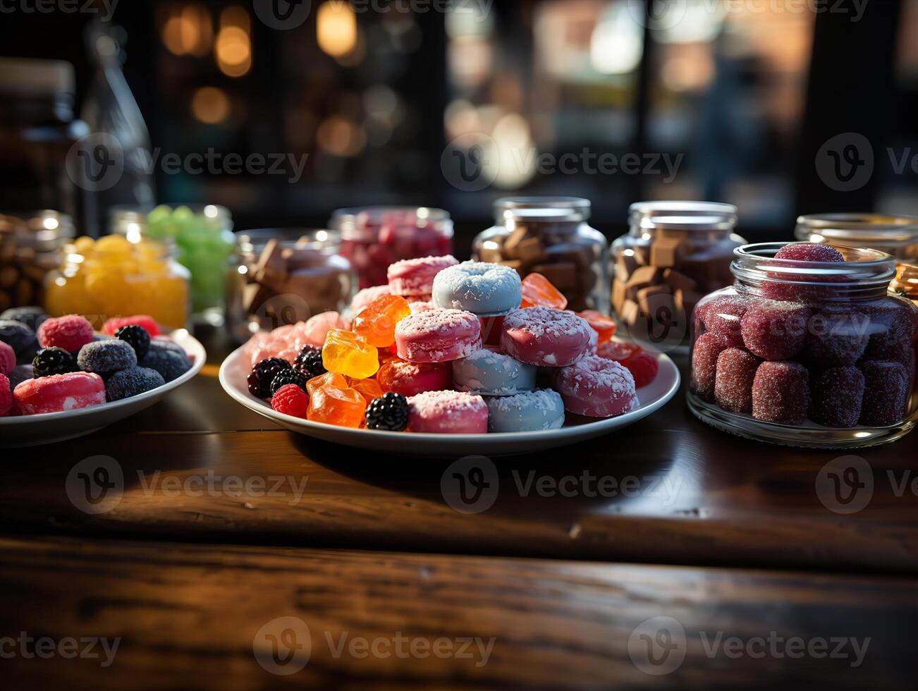 ai generado clasificado varios dulces en un plato generativo ai foto