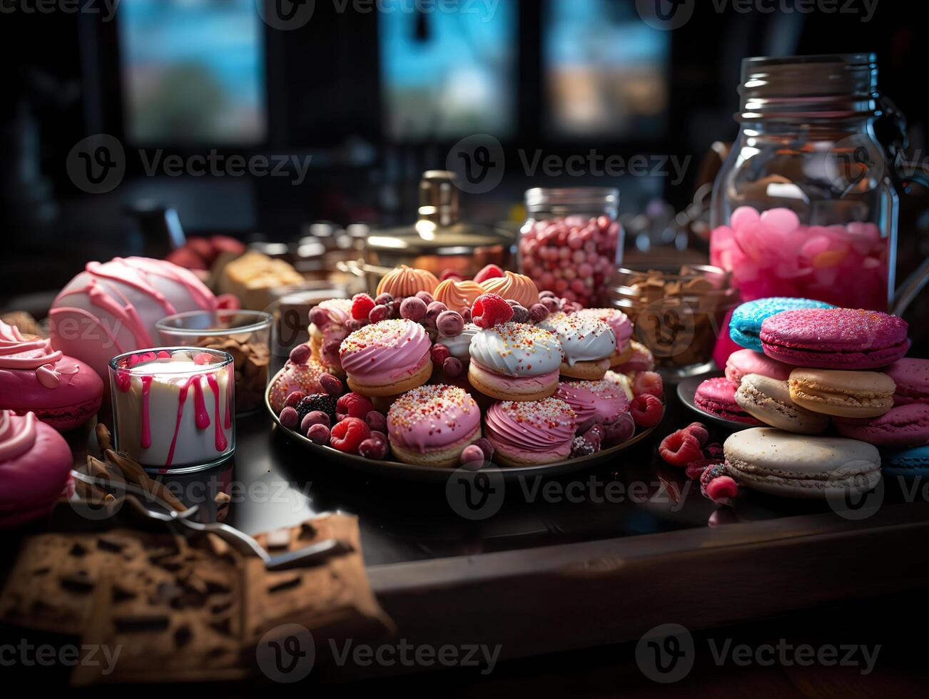 ai generado clasificado varios dulces en un plato generativo ai foto