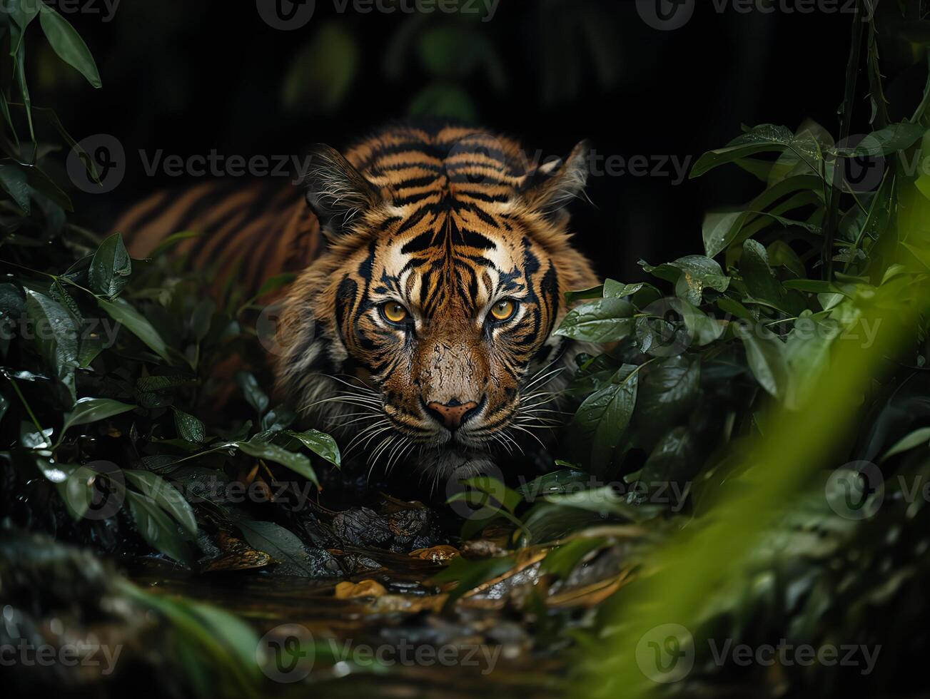 AI generated tiger in the wild Generative AI photo