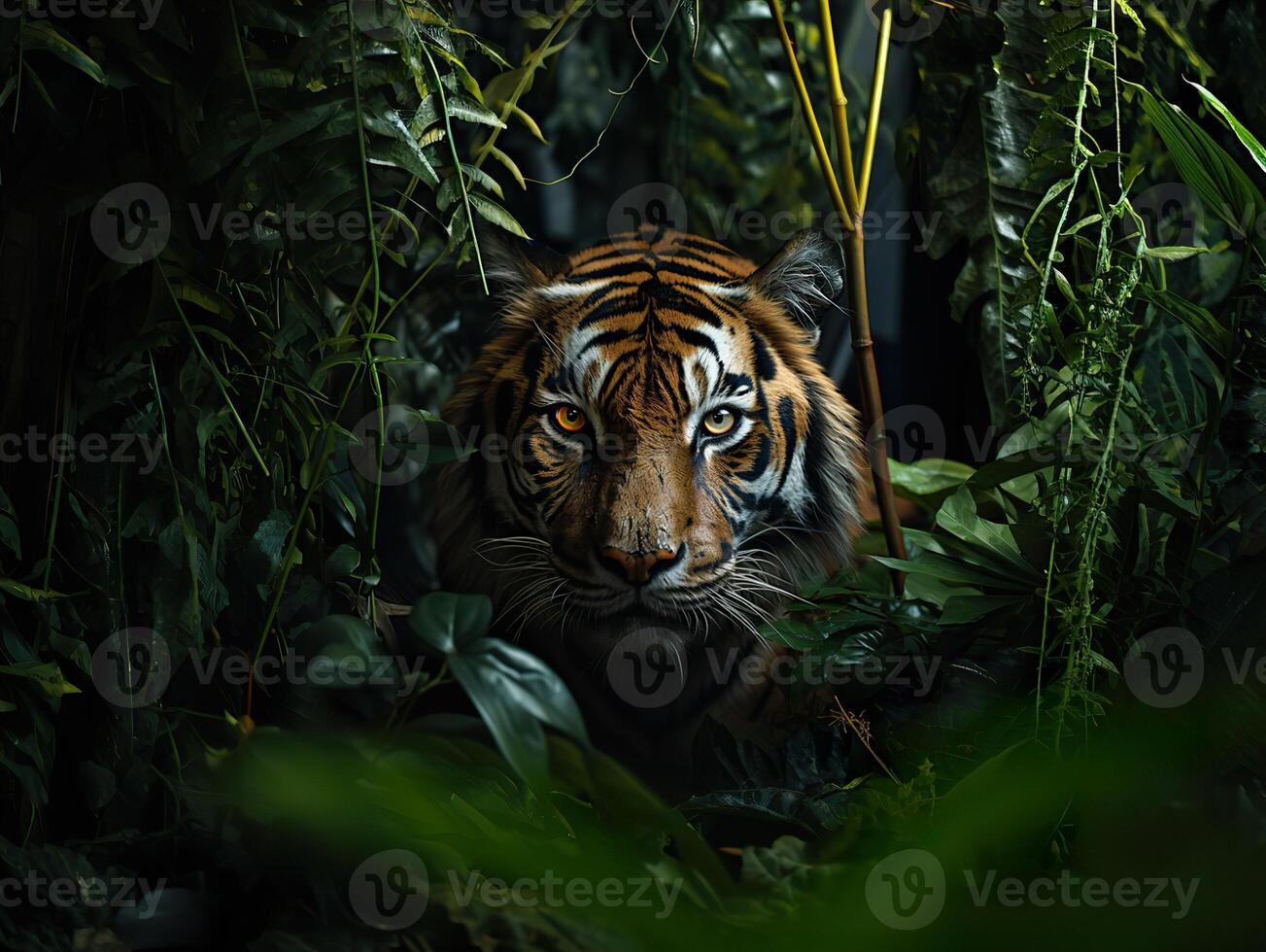 AI generated tiger in the wild Generative AI photo