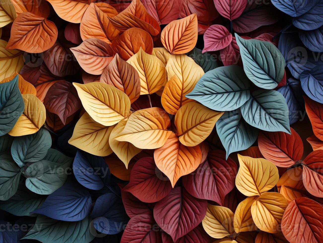 AI generated colorful leaves texture Generative AI photo