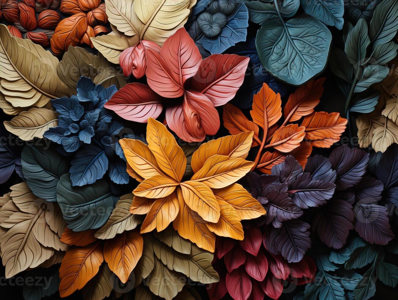 ai generado vistoso hojas textura generativo ai foto