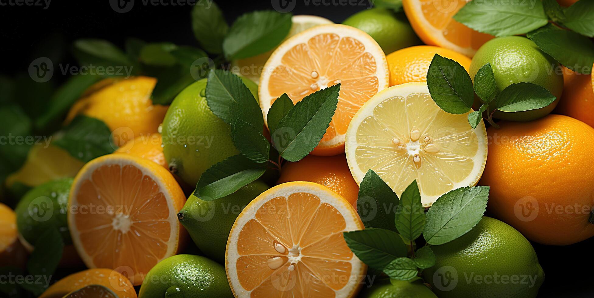 AI generated Assorted sliced citrus fruits texture pattern Generative AI photo