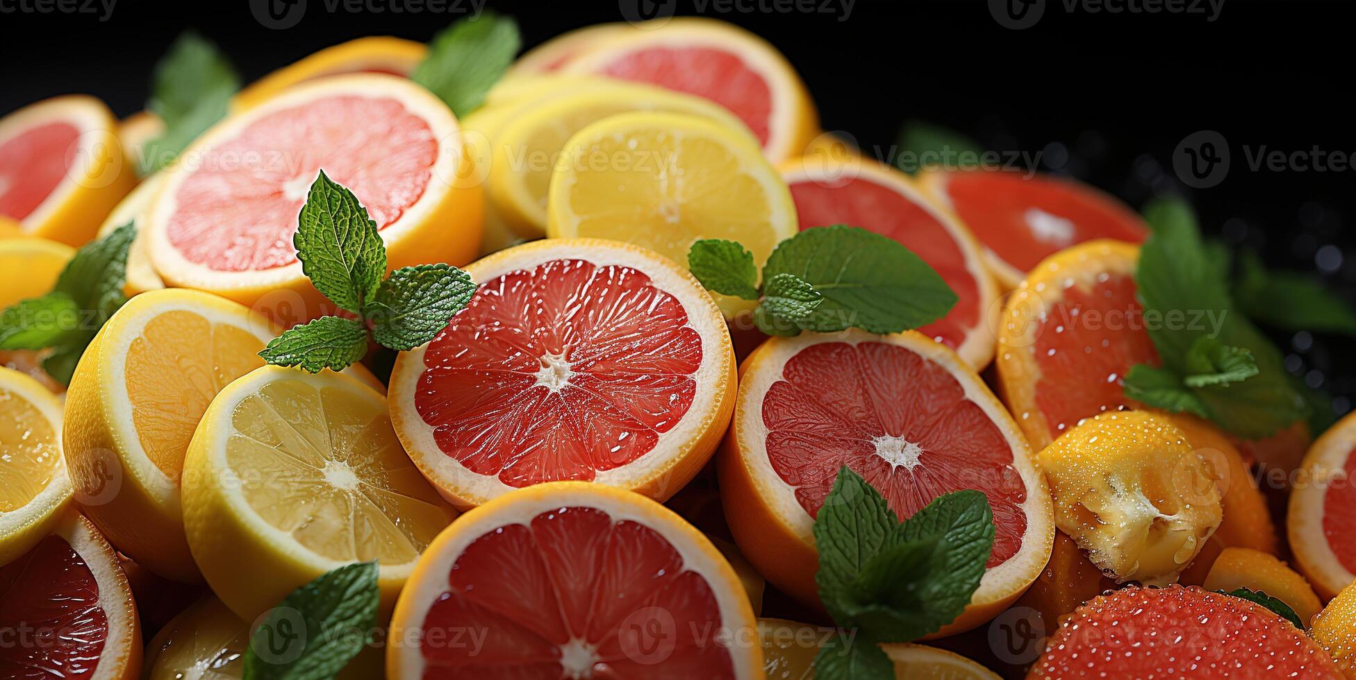 AI generated Assorted sliced citrus fruits texture pattern Generative AI photo