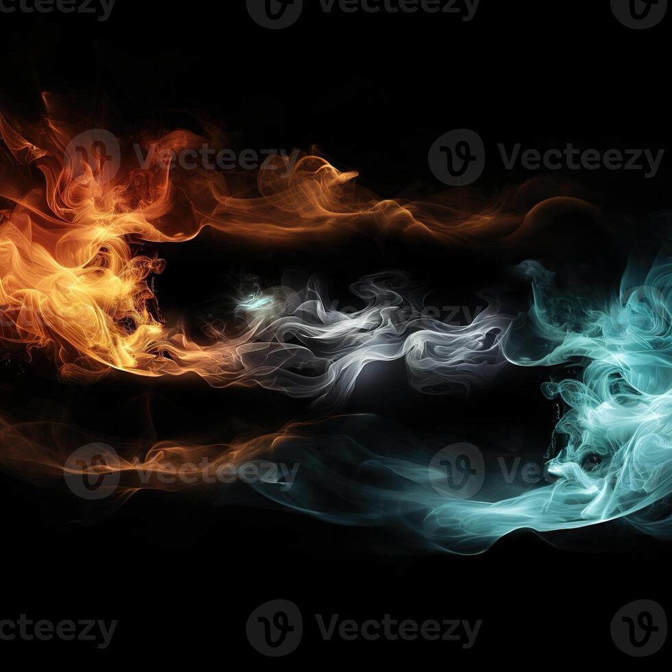 AI generated colorful smoke on a black background Generative AI photo