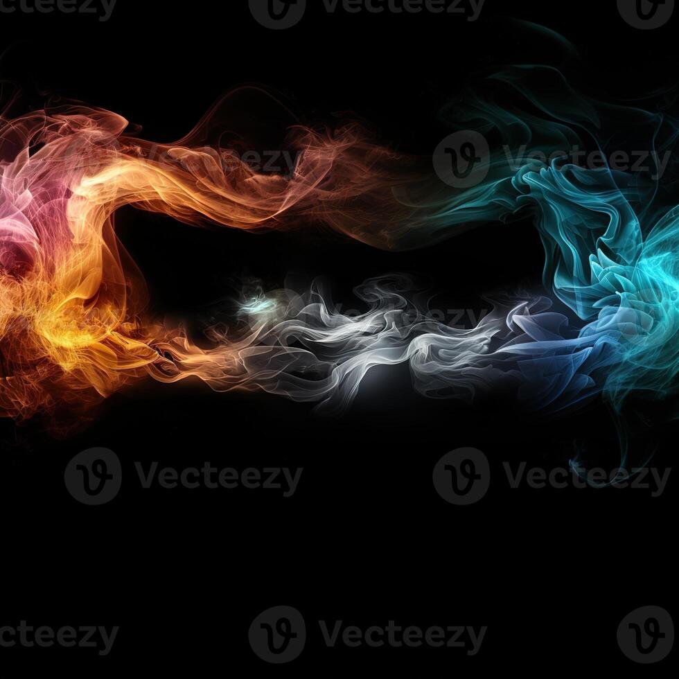 AI generated colorful smoke on a black background Generative AI photo