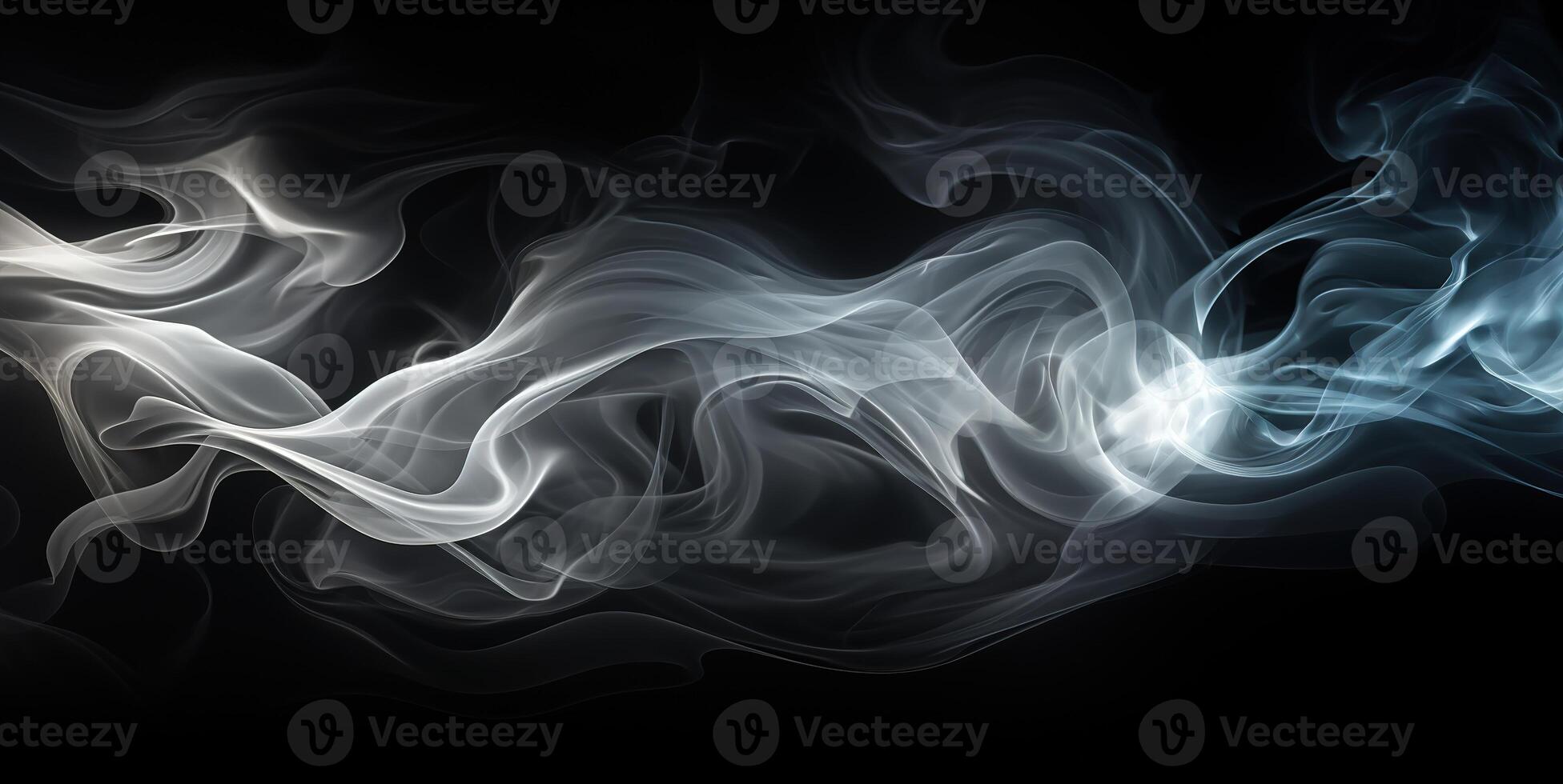 ai generado vistoso fumar en un negro antecedentes generativo ai foto