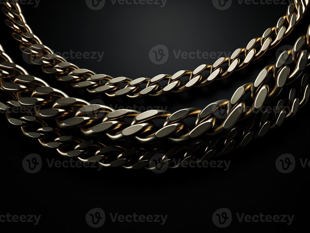 AI generated Massive golden braided chain on a dark backgrod Generative AI photo