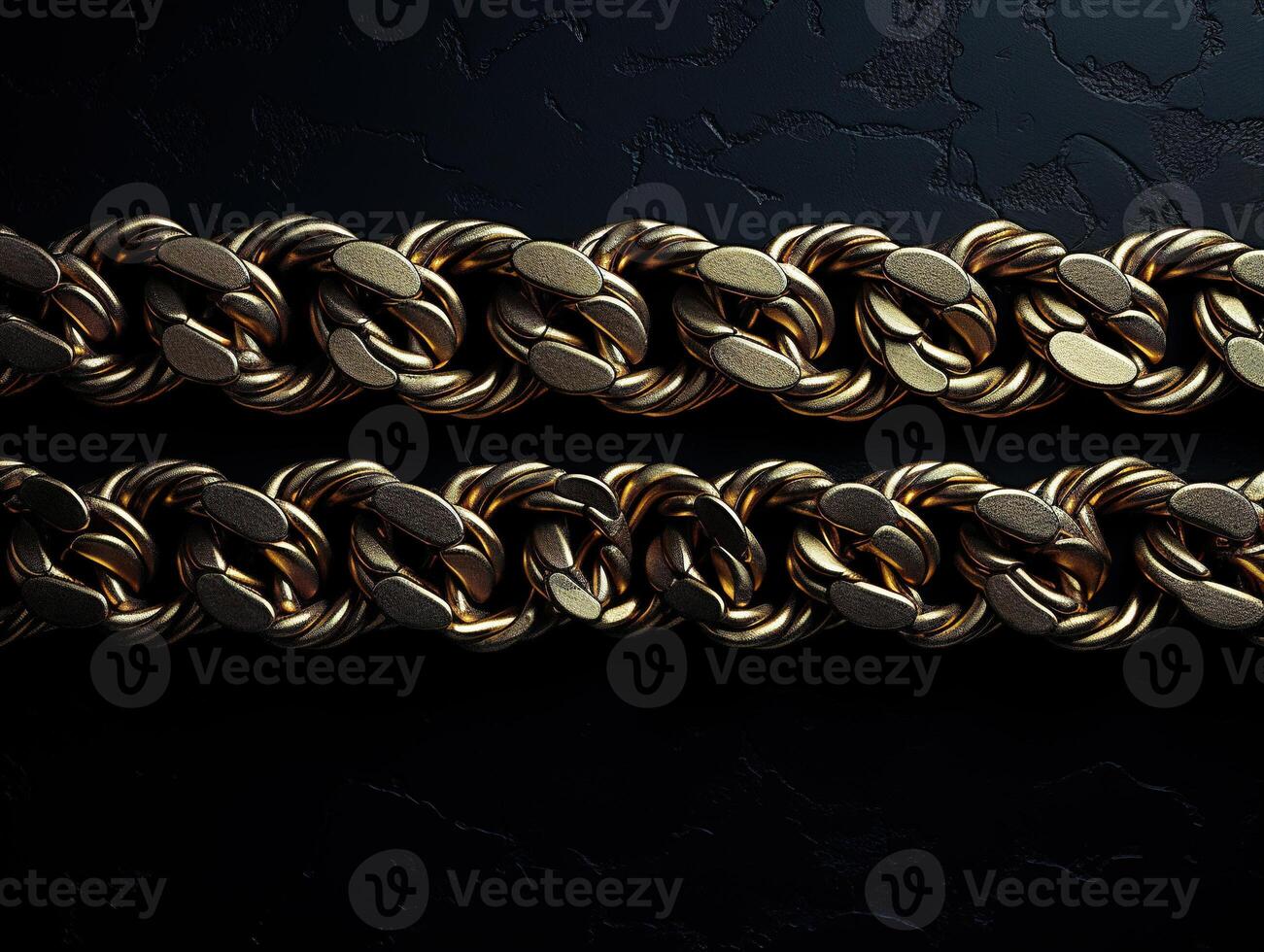 AI generated Massive golden braided chain on a dark backgrod Generative AI photo