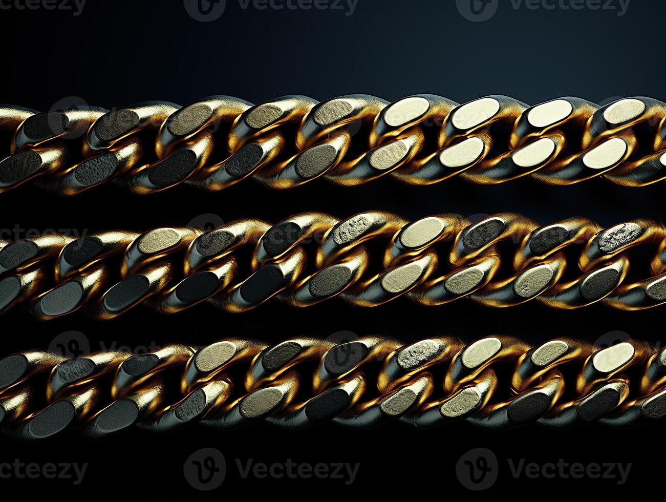 AI generated Massive golden braided chain on a dark backgrod Generative AI photo