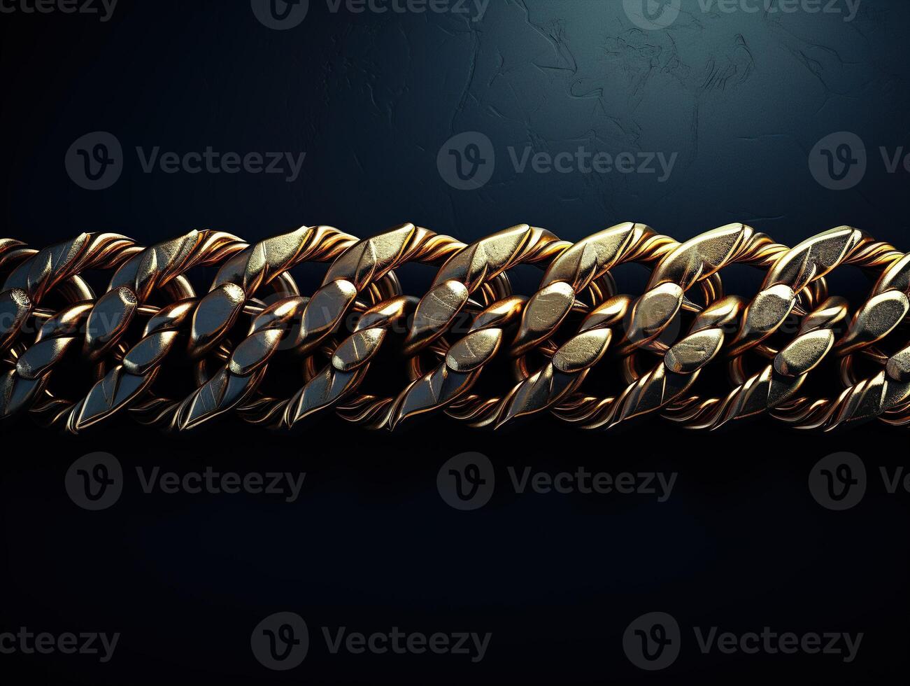 AI generated Massive golden braided chain on a dark backgrod Generative AI photo