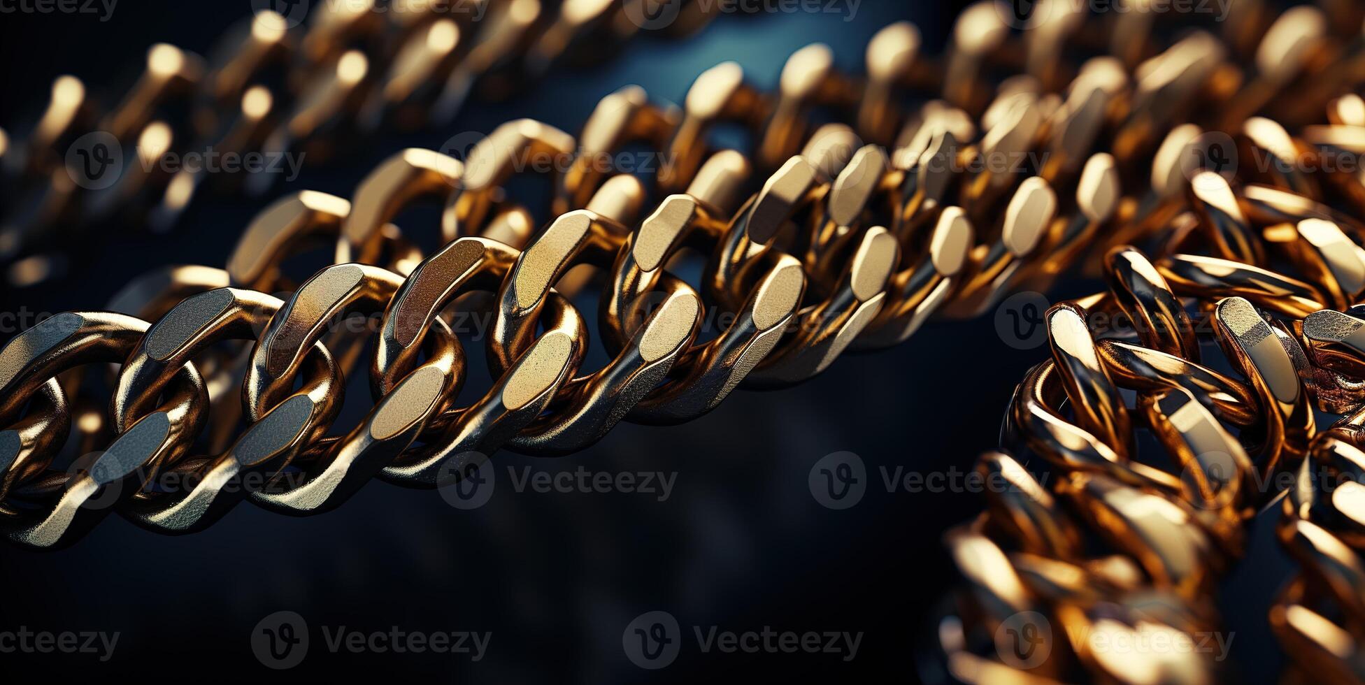 AI generated Massive golden braided chain on a dark backgrod Generative AI photo