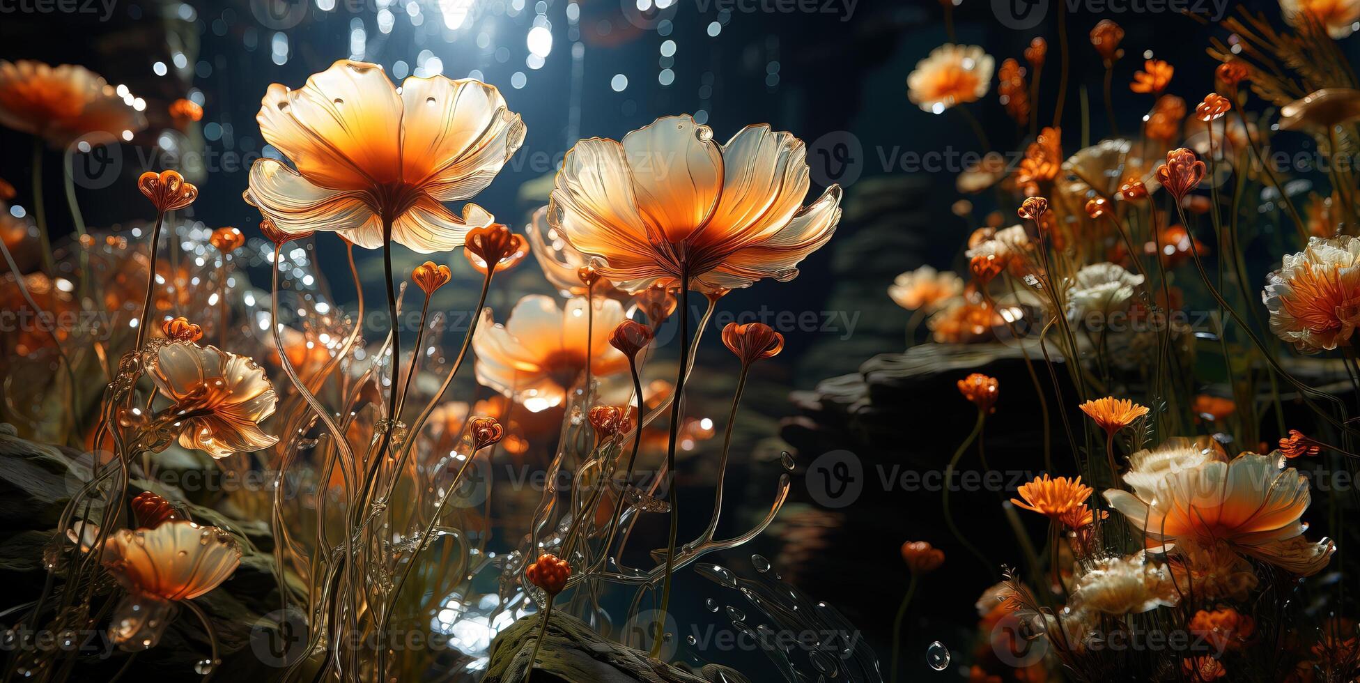 AI generated beautiful flowers under the water Generative AI Generative AI photo