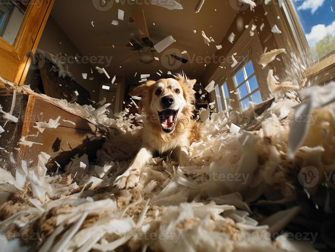 AI generated the dog made a mess in the apartment Generative AI photo