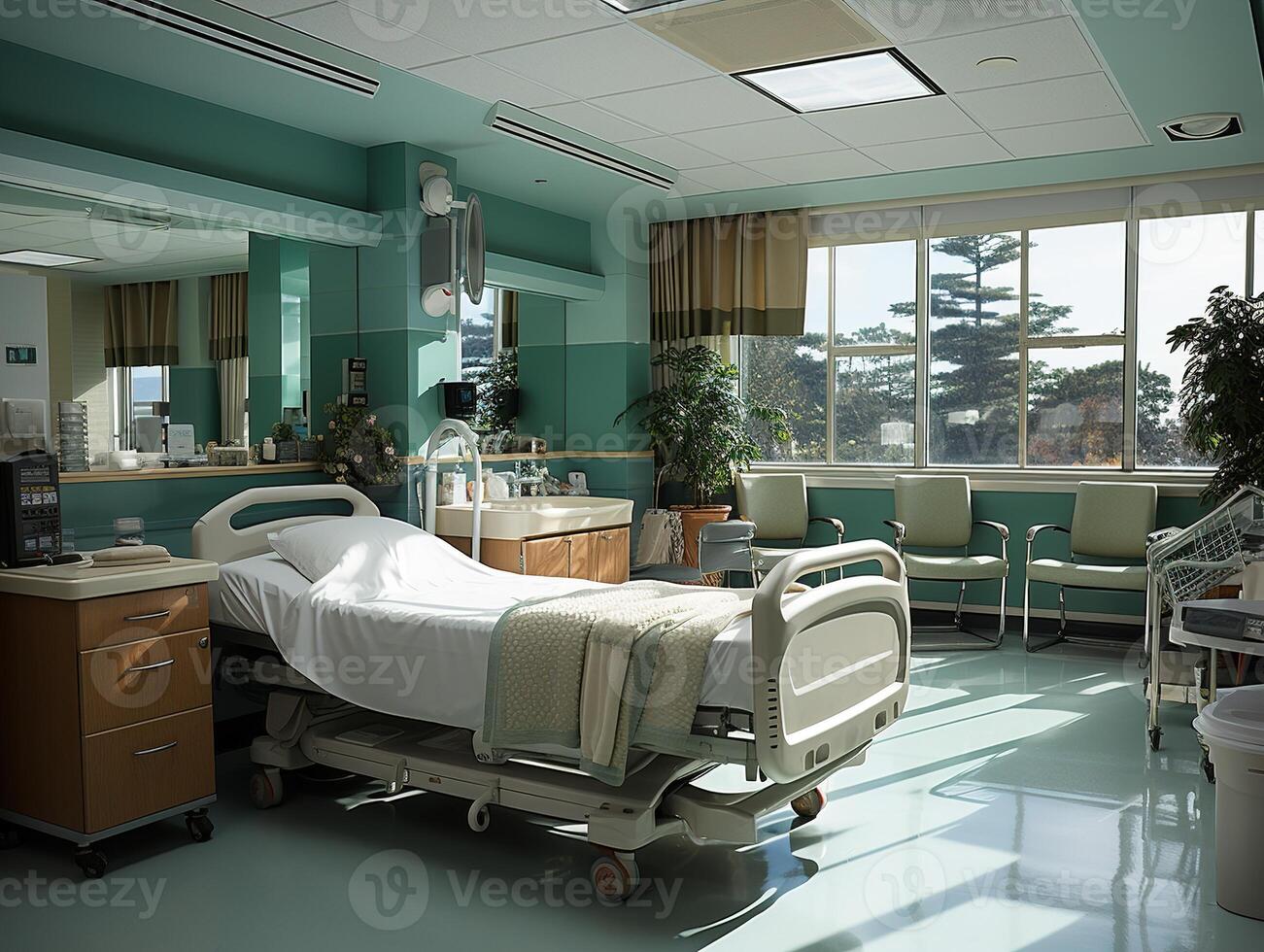 AI generated interior of the chambers of a modern hospital Generative AI photo