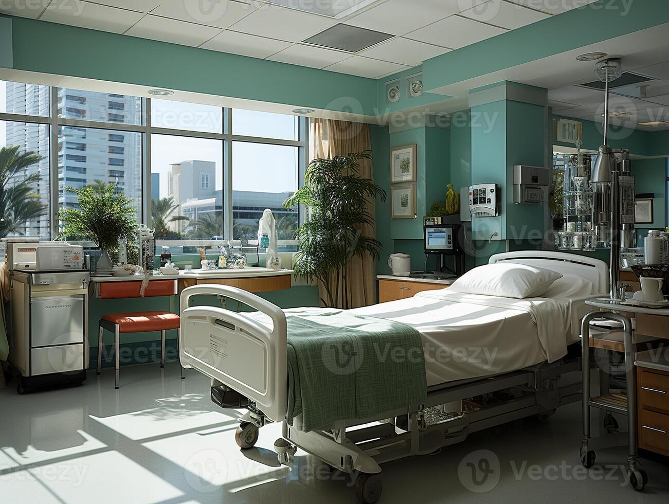 ai generado interior de el cámaras de un moderno hospital generativo ai foto