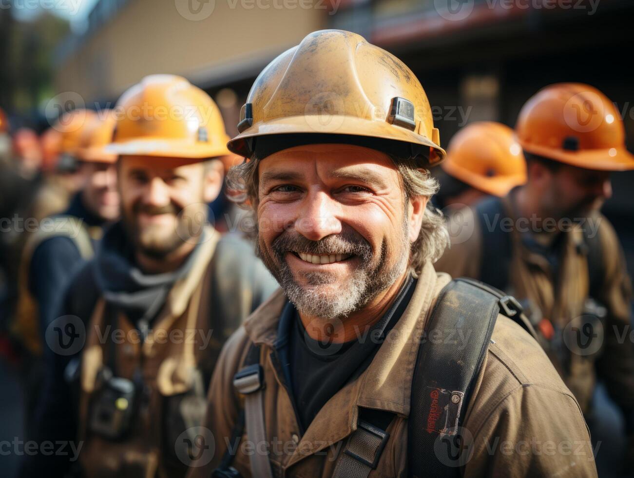 AI generated construction helmet smiling Generative AI photo