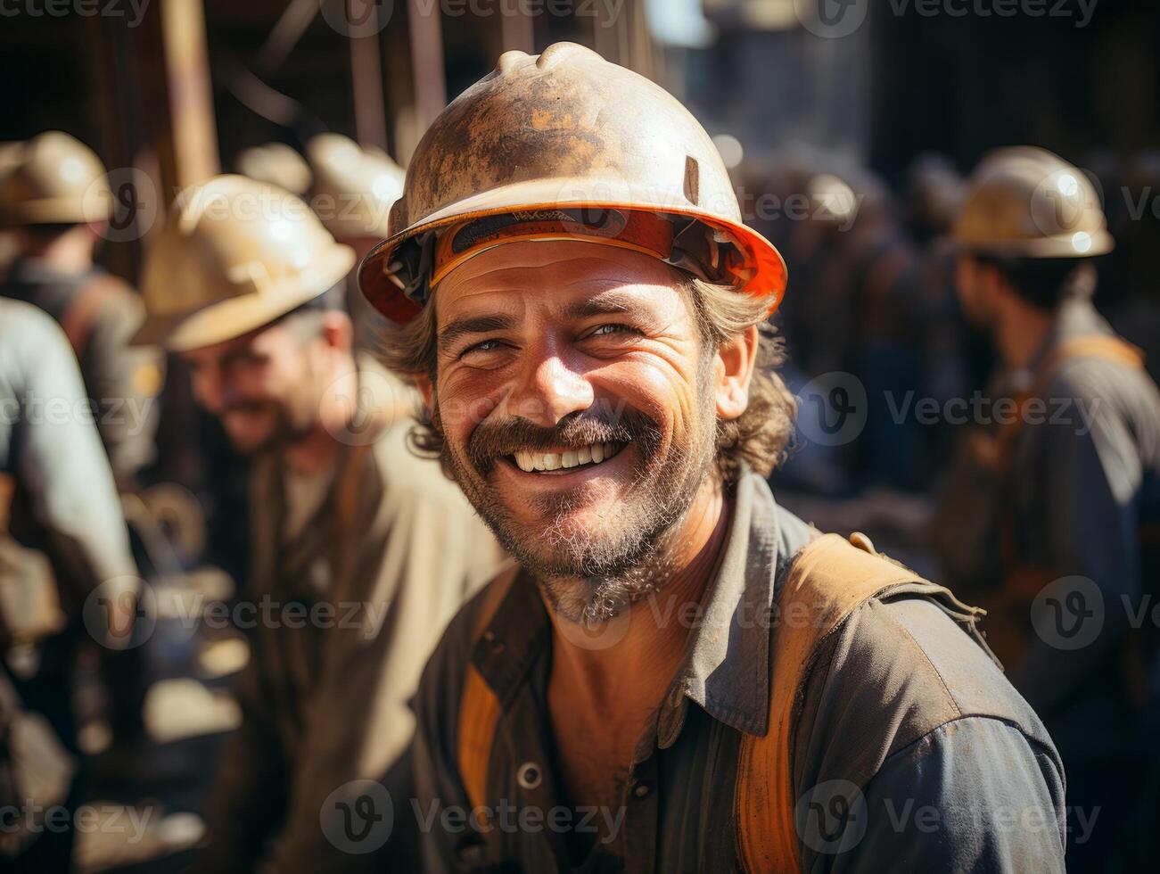AI generated construction helmet smiling Generative AI photo