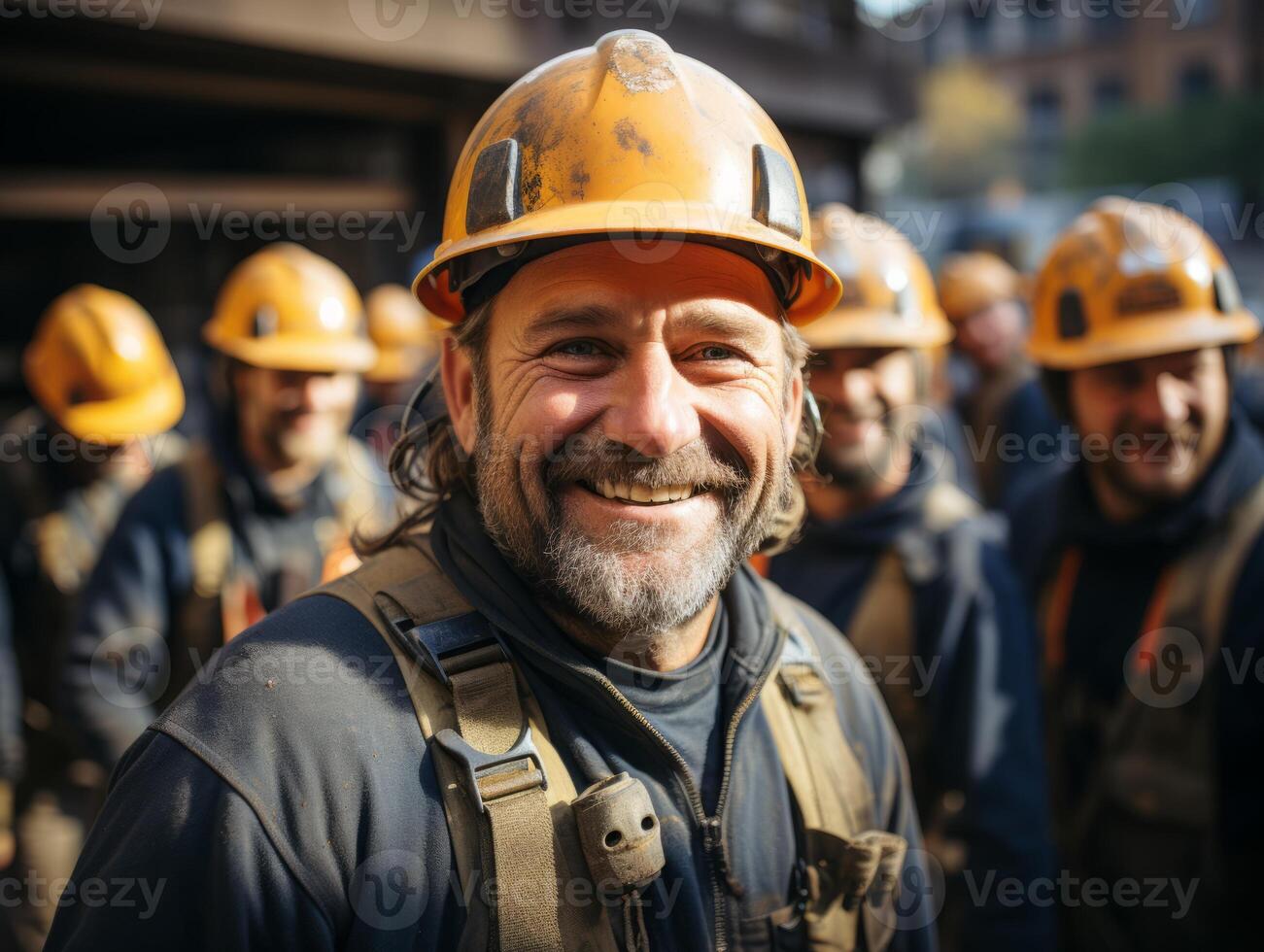 AI generated construction helmet smiling Generative AI photo